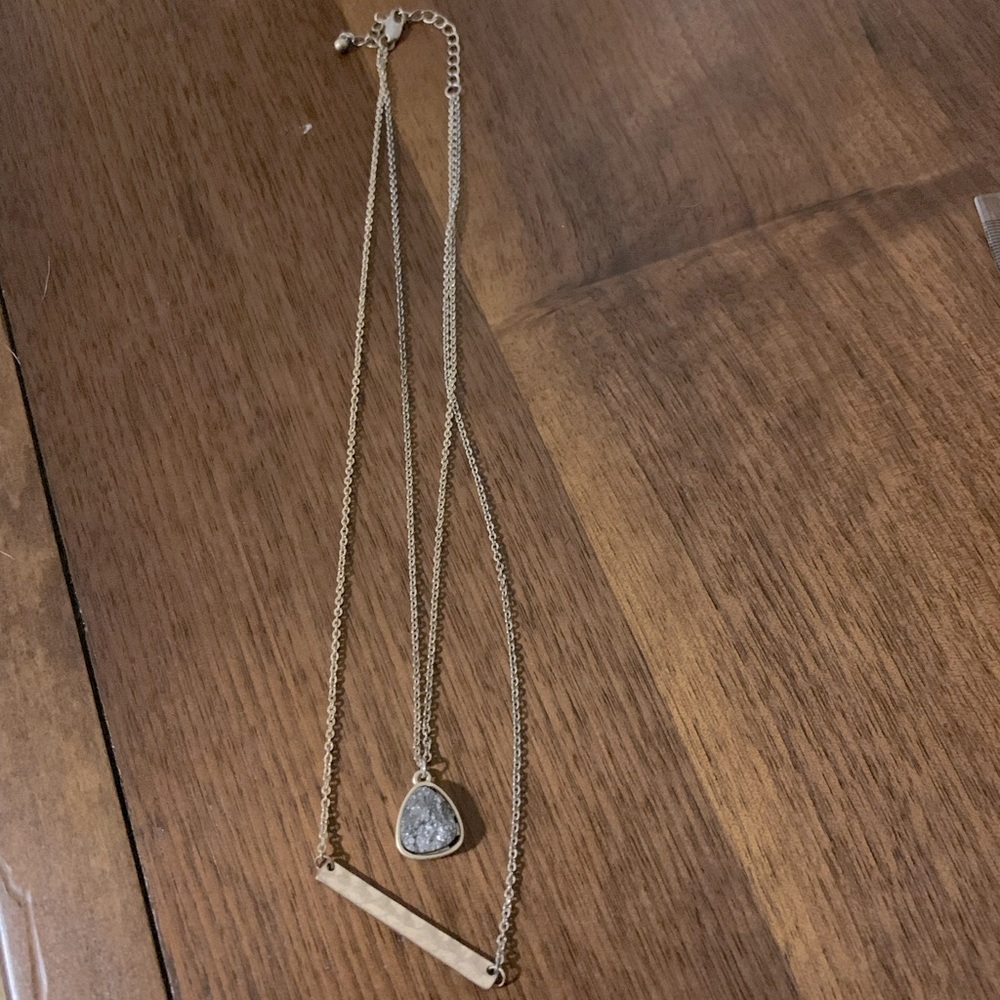 Gold boho double strand necklace with crystal